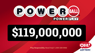 Ohio Lottery PowerBall $119,000,000 dynamic jackpot billboard ad
