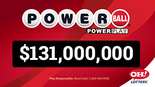Ohio Lottery PowerBall $131,000,000 dynamic jackpot billboard ad