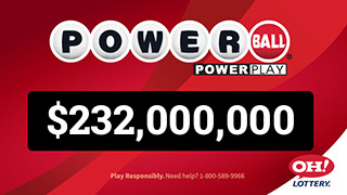 Ohio Lottery PowerBall $232,000,000 dynamic jackpot billboard ad