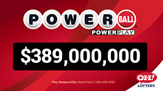 Ohio Lottery PowerBall $389,000,000 dynamic jackpot billboard ad