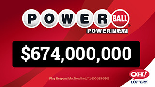 Ohio Lottery PowerBall $674,000,000 dynamic jackpot billboard ad