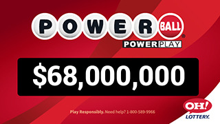 Ohio Lottery PowerBall $68,000,000 dynamic jackpot billboard ad