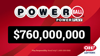 Ohio Lottery PowerBall $760,000,000 dynamic jackpot billboard ad